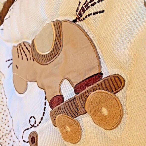 Tiddliwinks Baby Quilt Comforter Blanket Tan Cream Brown Giraffe Bear Horse - Picture 4 of 9